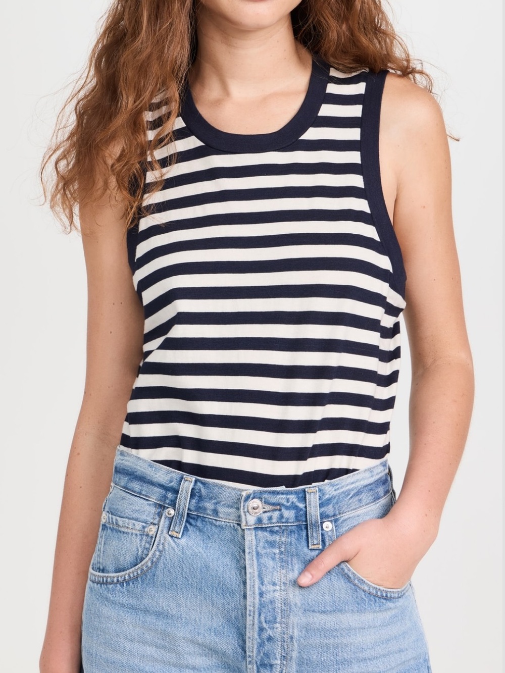 Citizens of Humanity Jessie Modern Muscle Tee in Eclipse Stripe - S